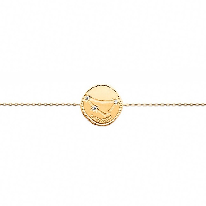 Bracelet constellation capricorne plaque or zirconium