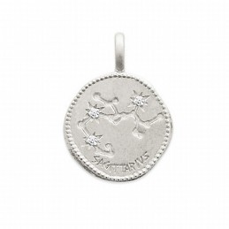Pendentif médaille constellation Sagittaire argent zirconium