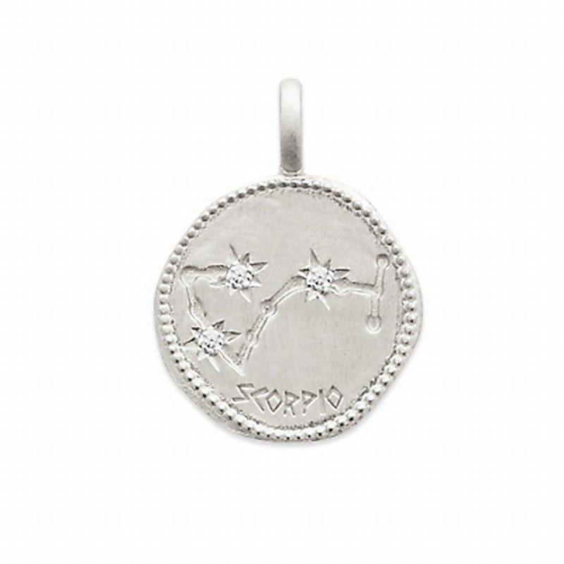 Pendentif médaille constellation Scorpion argent zirconium