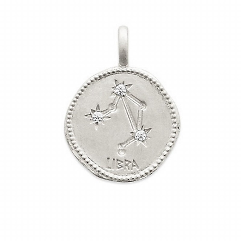 Pendentif médaille constellation Balance argent zirconium