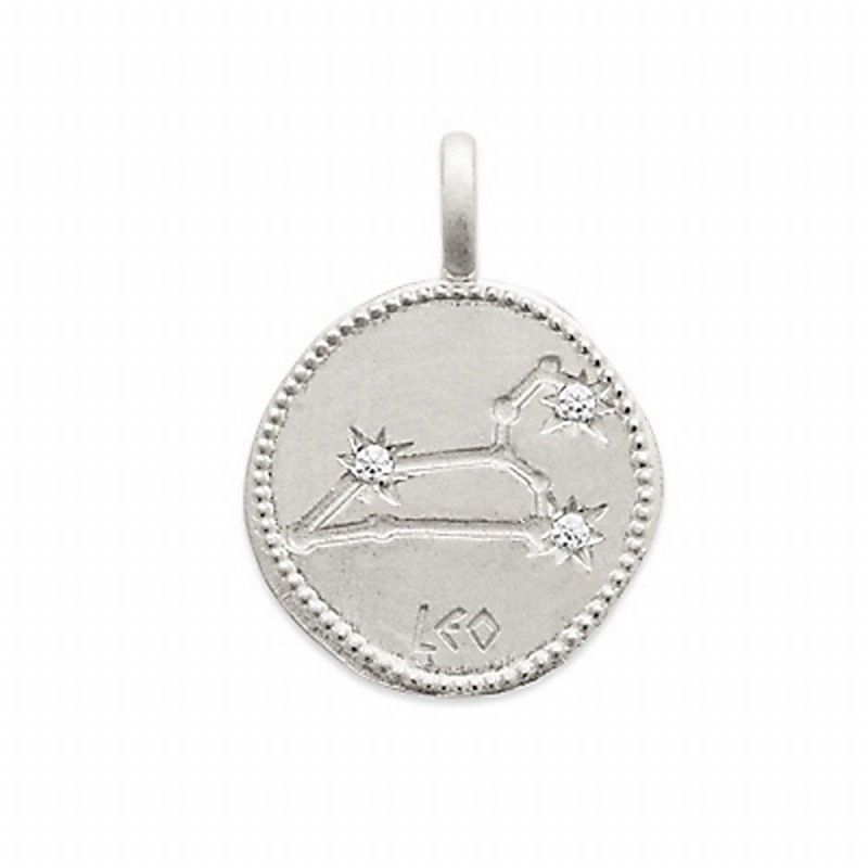 Pendentif médaille constellation Lion argent zirconium
