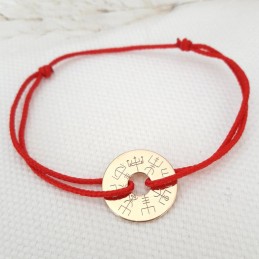 Bracelet personnalisé compas viking vegvisir plaqué or cordon