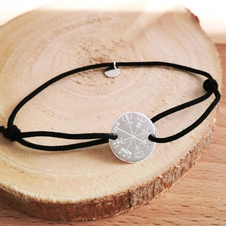 Bracelet personnalisé - symbole viking - rune cordon pastille - argent - 15 mm
