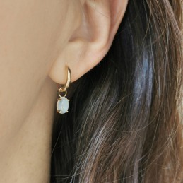 Boucles d'oreilles pendantes pierre de lune plaqué or
